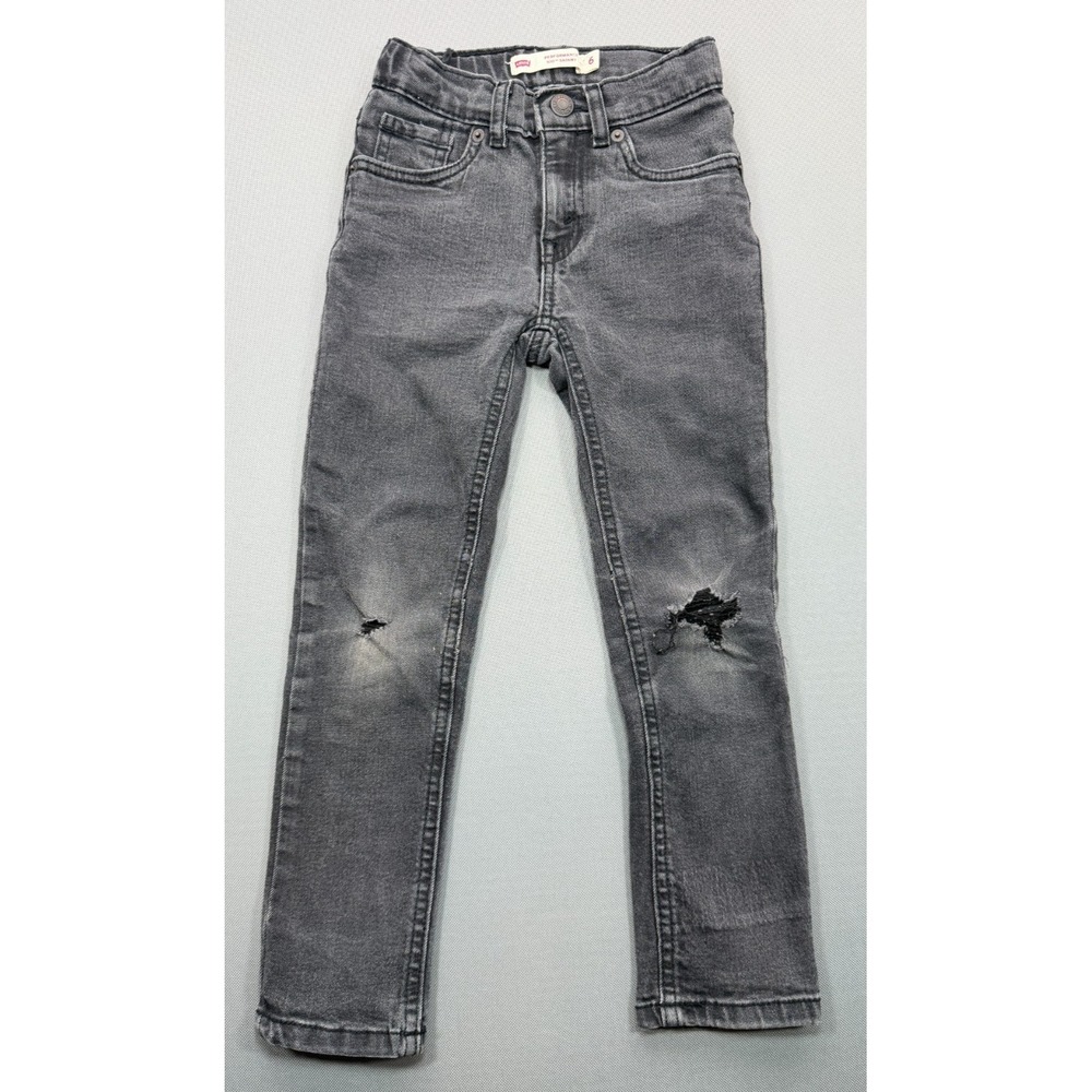 Levi's Boy's Performance 510 Skinny Jeans | Size 6 Regular Distressed Gray/Black